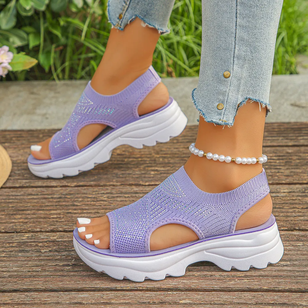 Mesh Open Toe Platform Sandals, image 12