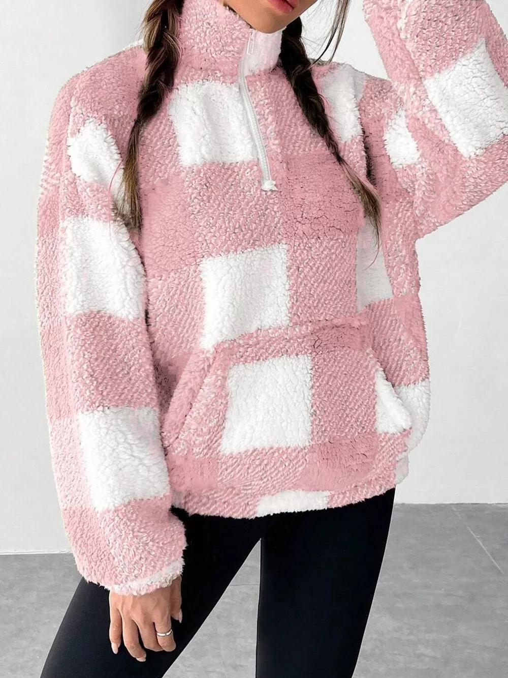 Full Size Plaid Sherpa Long Sleeve Sweatshirt Plus Size, image 20