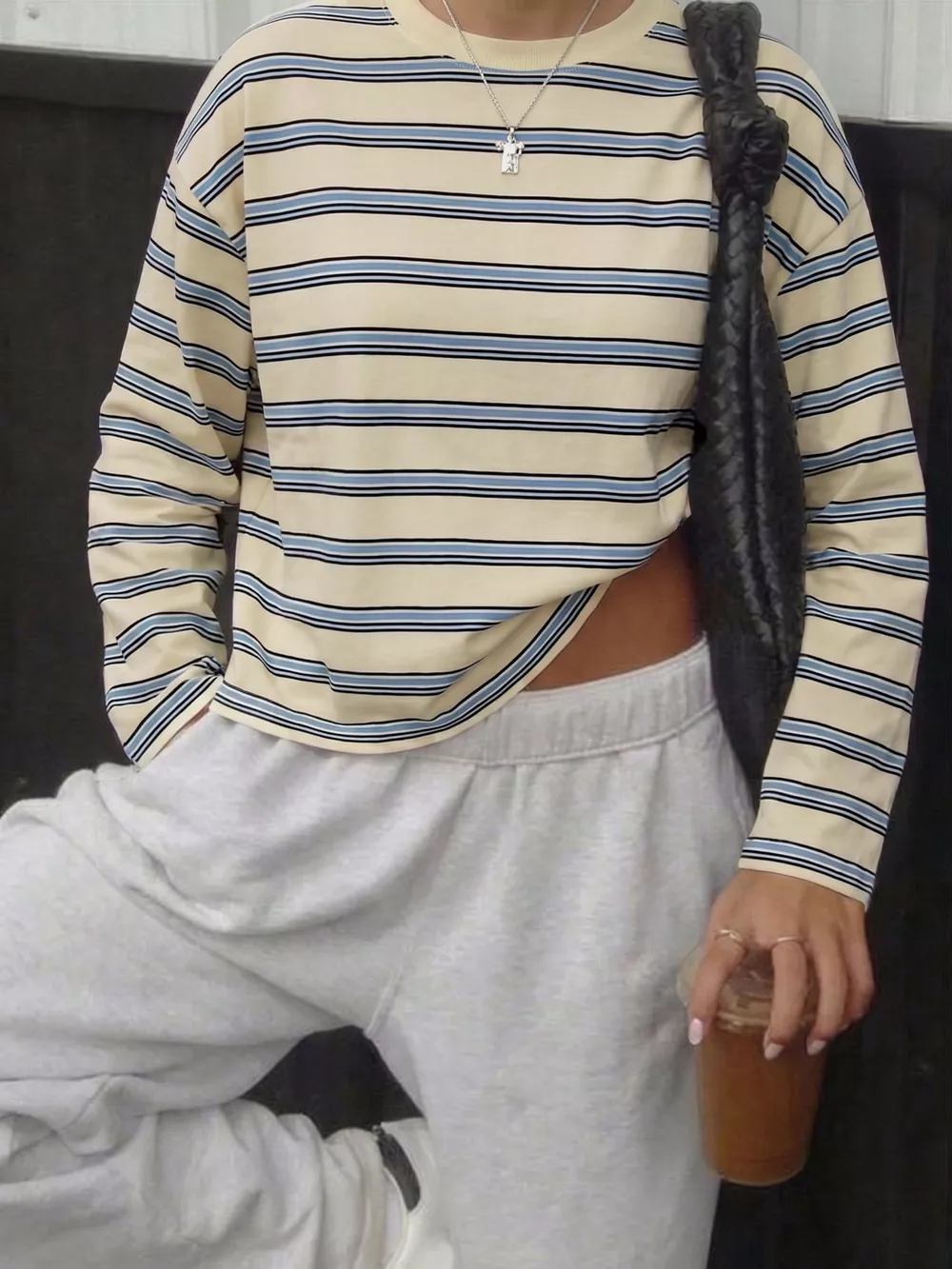 Oversized Striped Long-Sleeve T-Shirt, image 3
