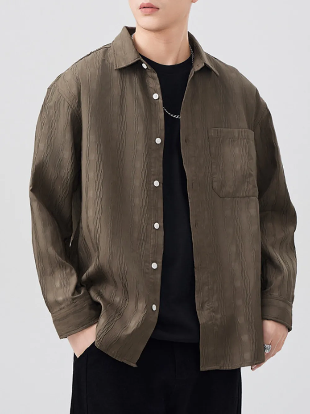 Men's Plus Size Button Up Long Sleeve Shirt, image 2