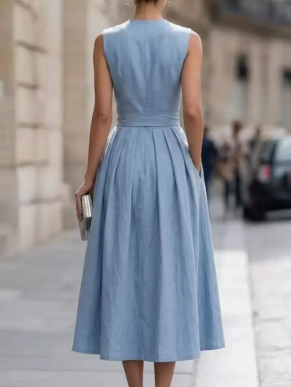 Full Size Sleeveless Button-Front Belted Midi Dress Plus Size, image 2