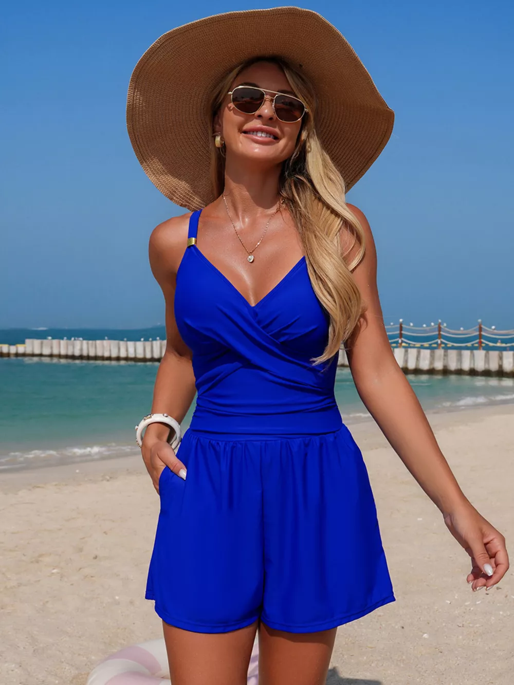 V-Neck Spaghetti Strap One-Piece Swimsuit, image 11