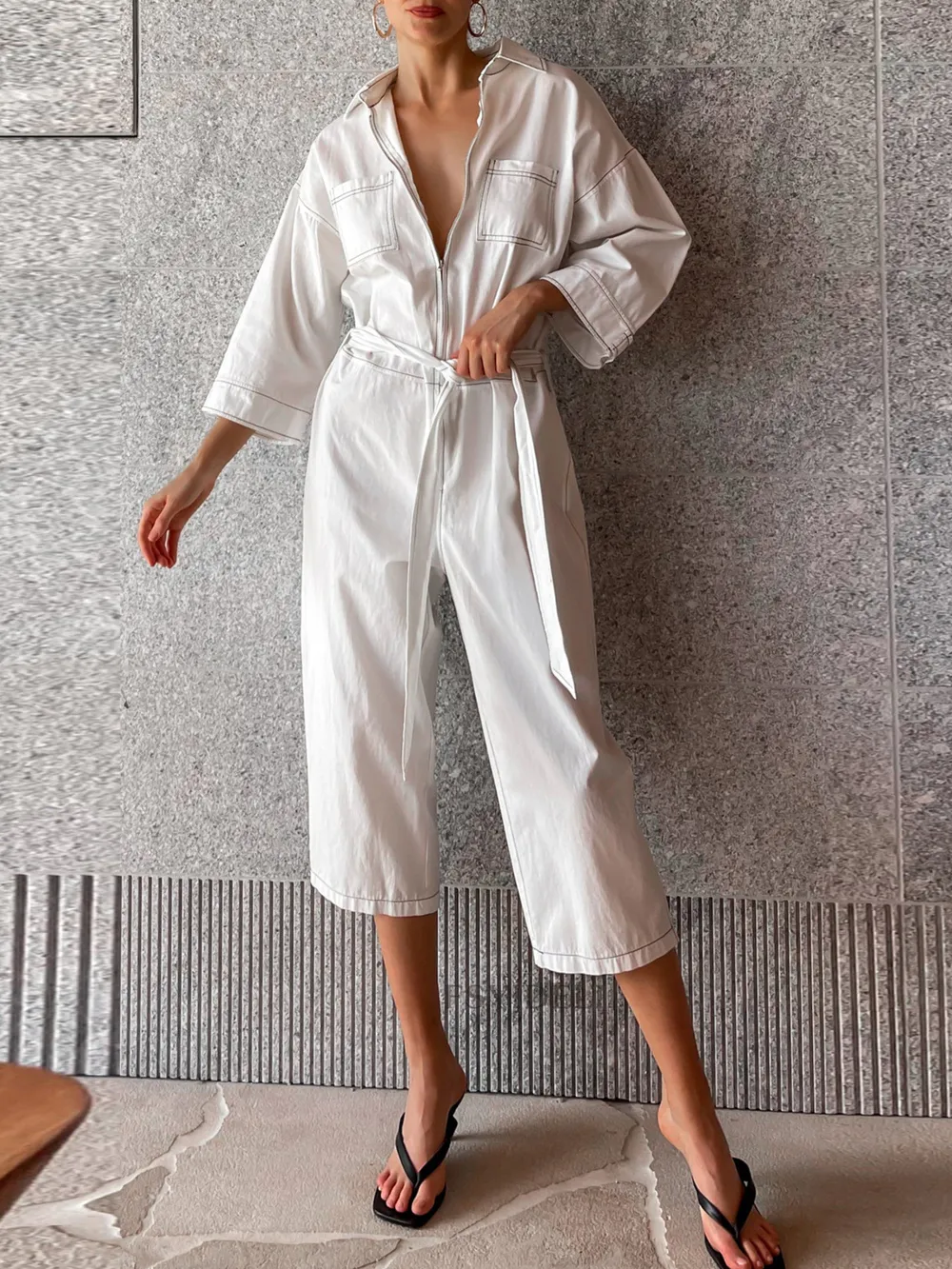 Tie Waist Wide Leg Jumpsuit, image 2