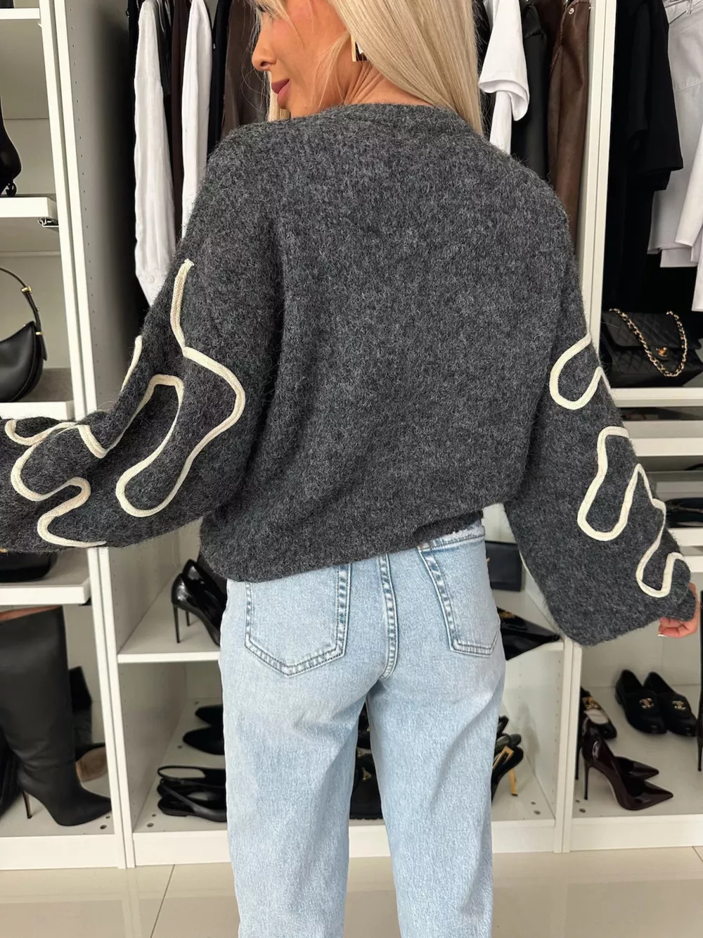Abstract Pattern Oversized Round Neck Sweater, image 12