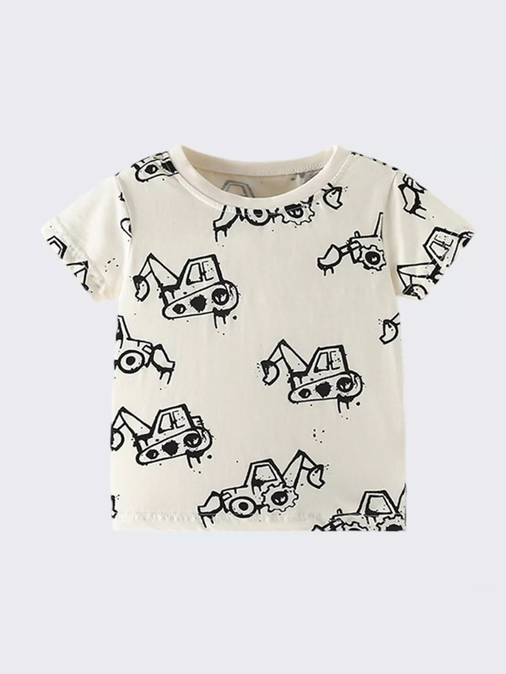 Children's Cartoon Excavator Print Short Sleeve T-Shirt, image 3
