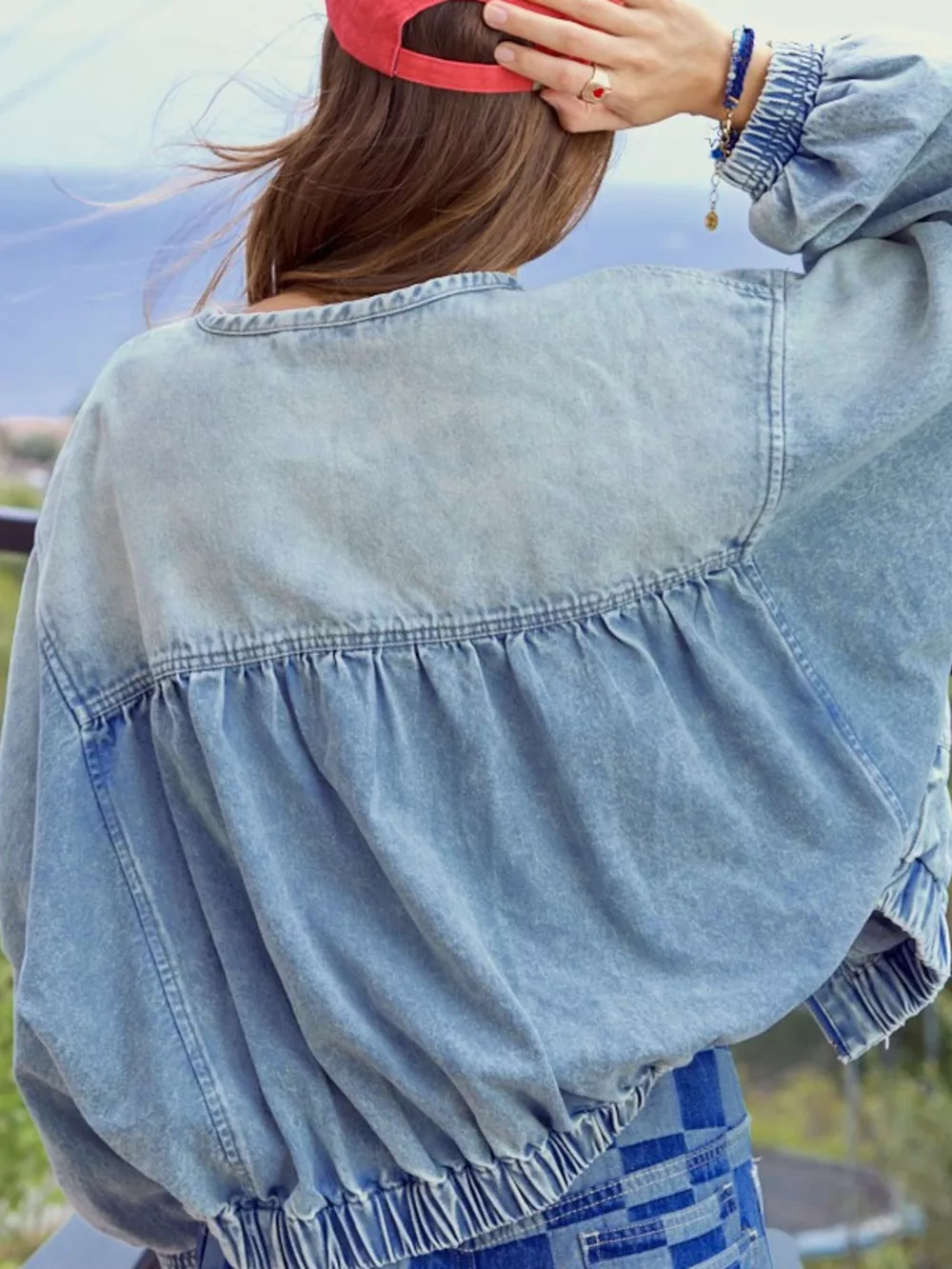 Washed Zip Up Denim Jacket, image 2