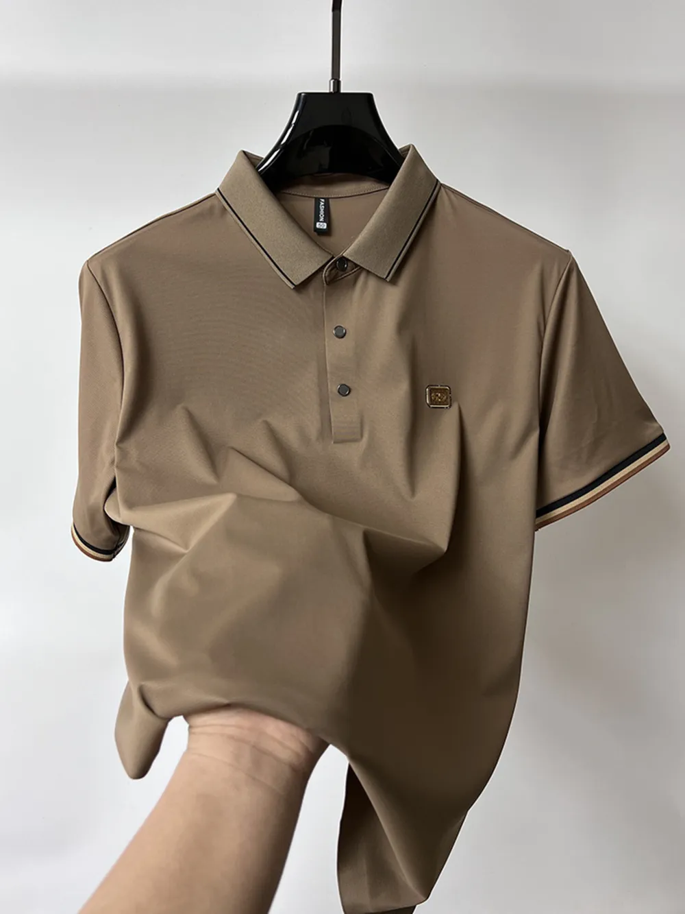 Men's Plus Size Button Detail Short Sleeve Polo, image 9