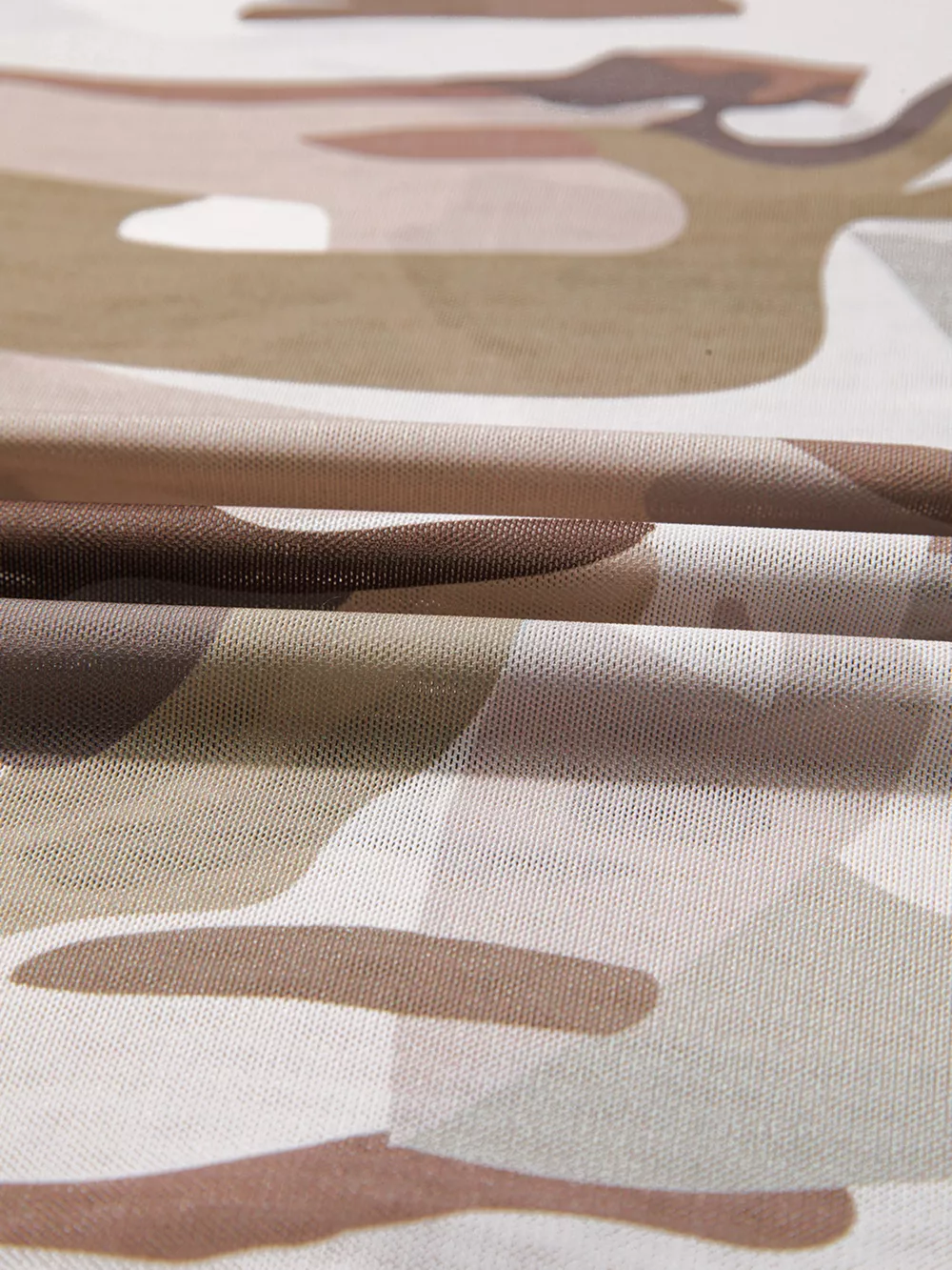 Camouflage Print Mesh Long Sleeve Top, image 5