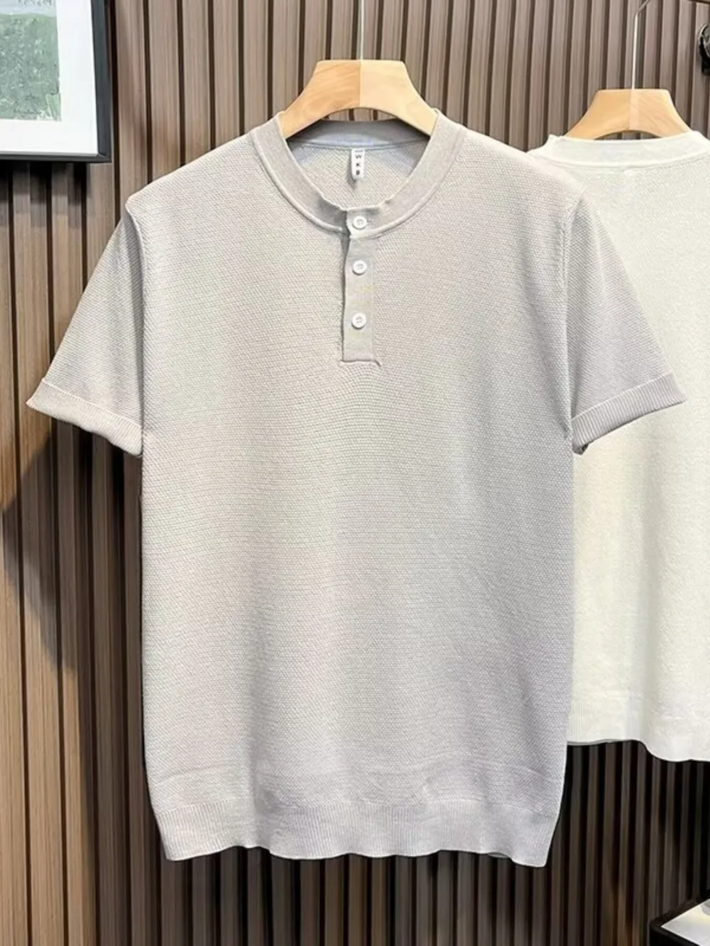 Men's Full Size Classic Short Sleeve Knit T-Shirt with Button Detail Plus Size, image 7
