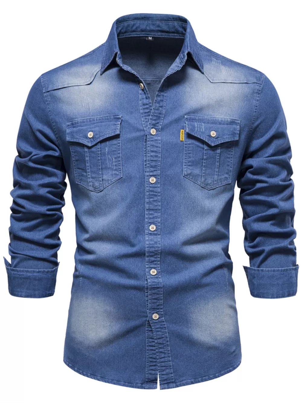 Men's Full Size Button Up Denim Shirt with Chest Pocket Plus Size, image 7