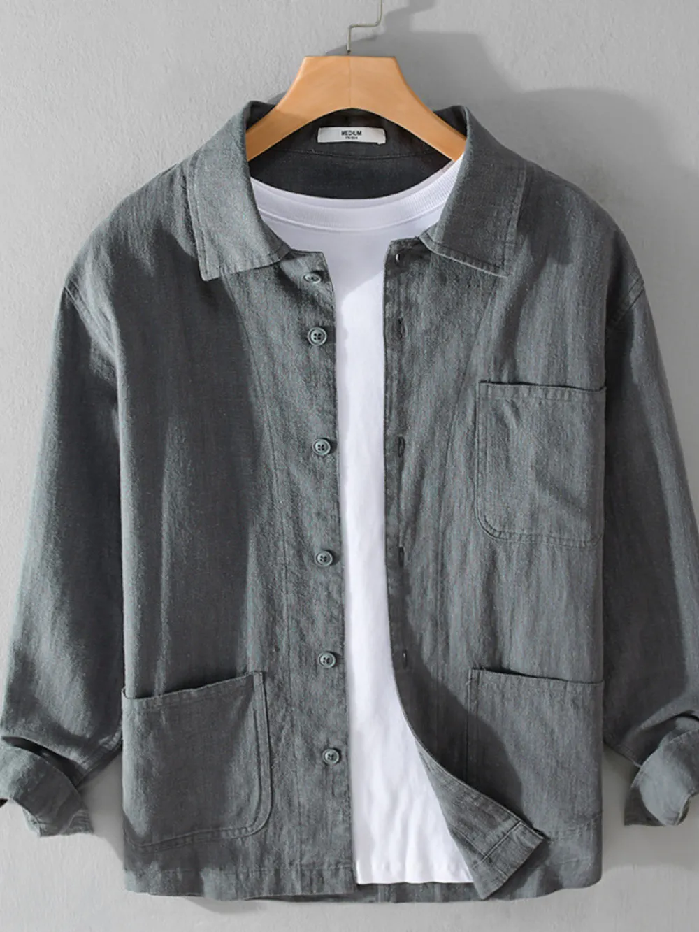 Men's Plus Size Button-Up Shirt with Chest Pocket, image 5