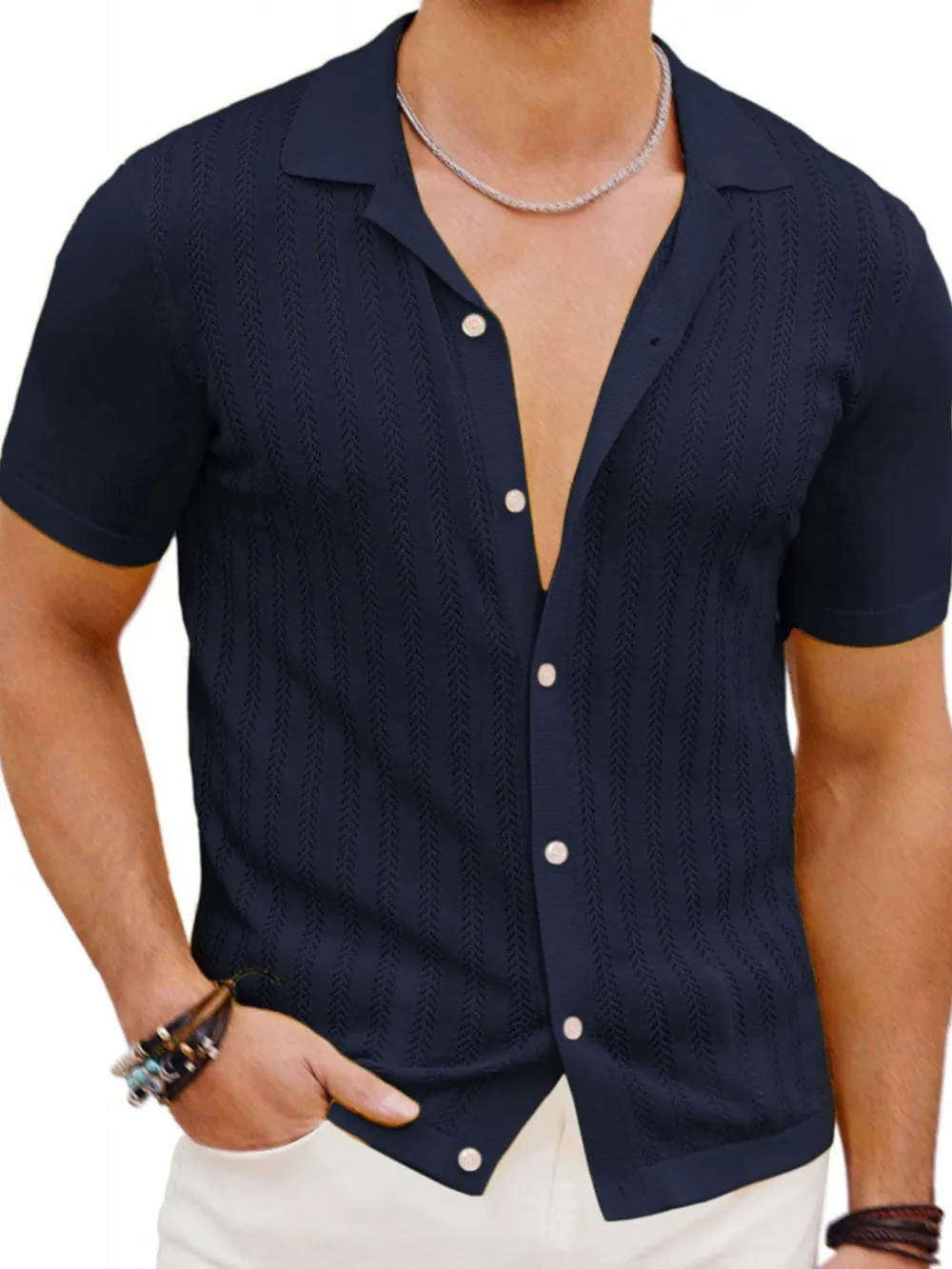 Men's Full Size Button Detail Short Sleeve Shirt Plus Size, image 4