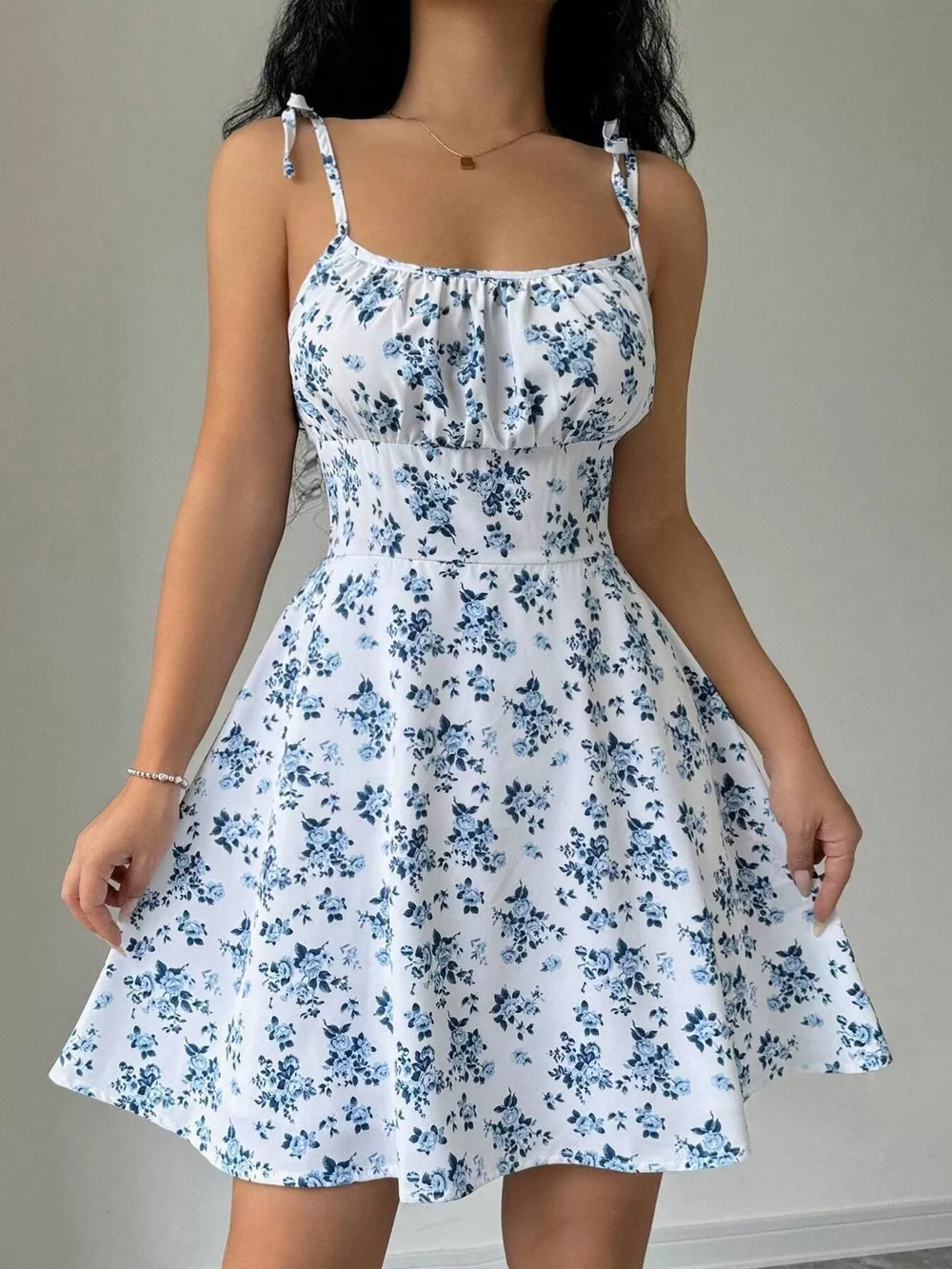 Floral Print Spaghetti Strap A-Line Mini Dress, image 5