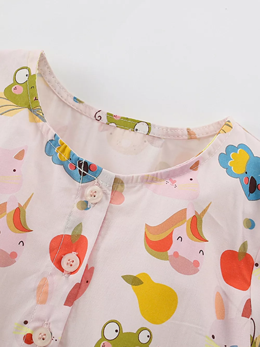 Children's Cartoon Print Button-Front Dress with Pockets, image 4