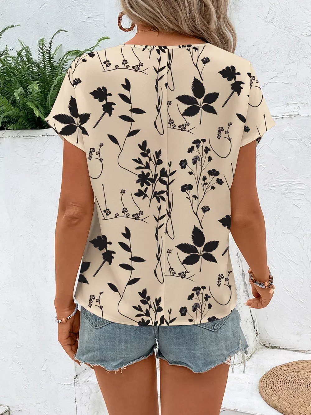 Floral Print Round Neck Blouse, image 5
