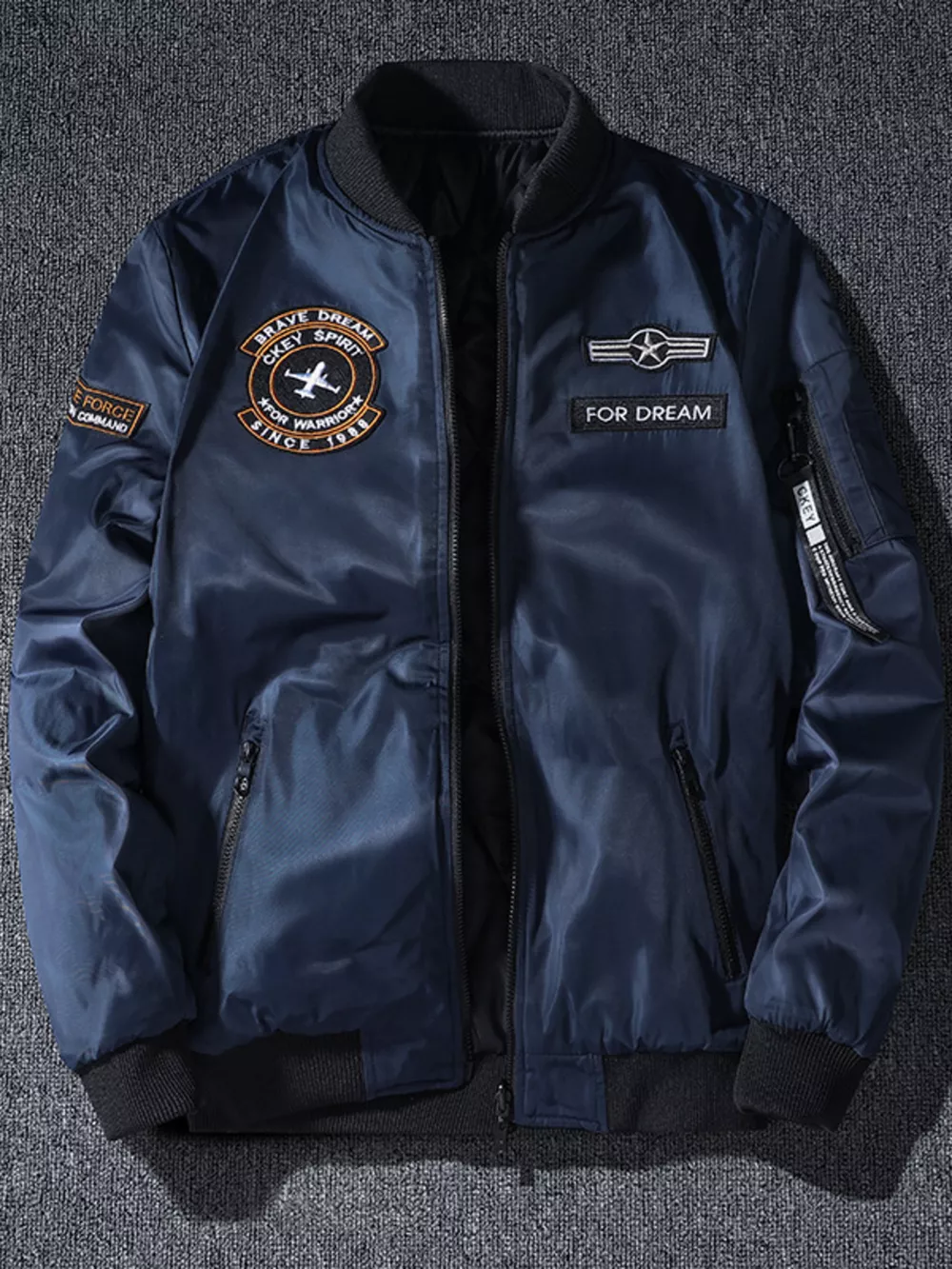 Men's Plus Size Zip Up Bomber Jacket, image 5