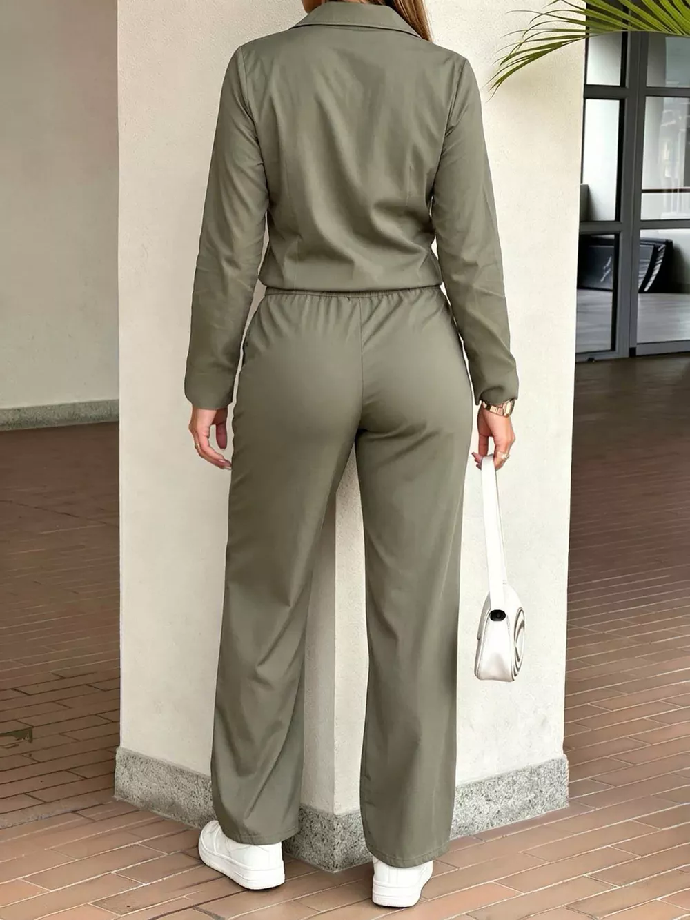 Button Front Jumpsuit with Drawstring Waist, image 5