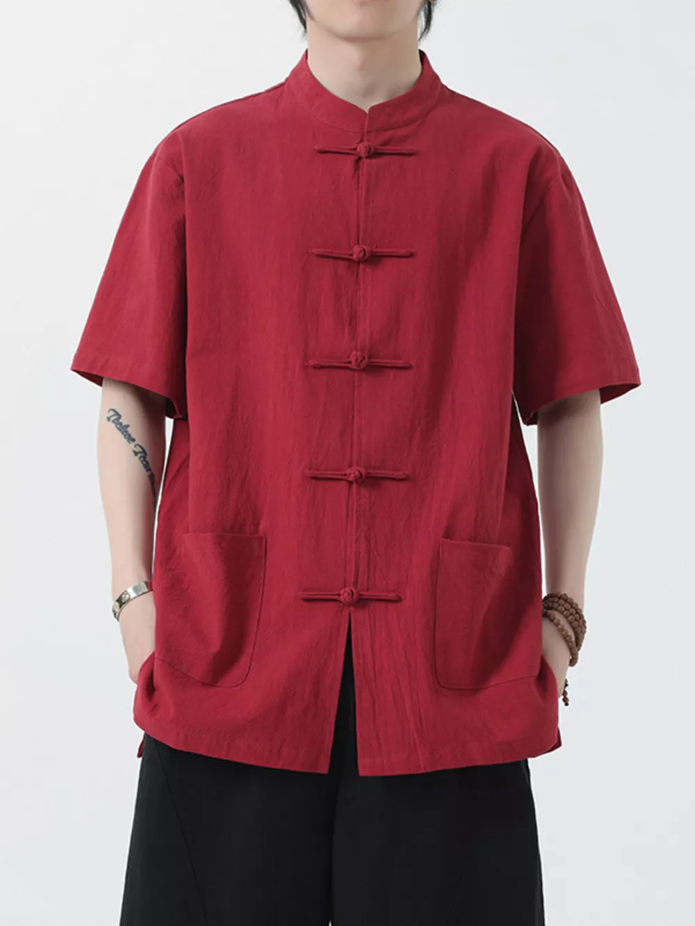 Men's Plus Size Chinese Style Short-Sleeve Shirt, image 6