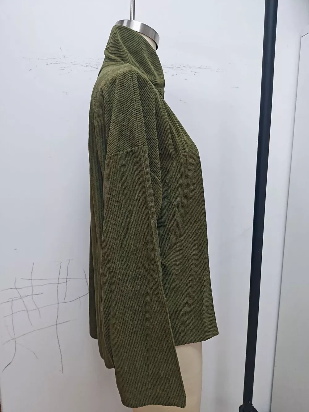 Asymmetric Button-Up Corduroy Jacket, image 7