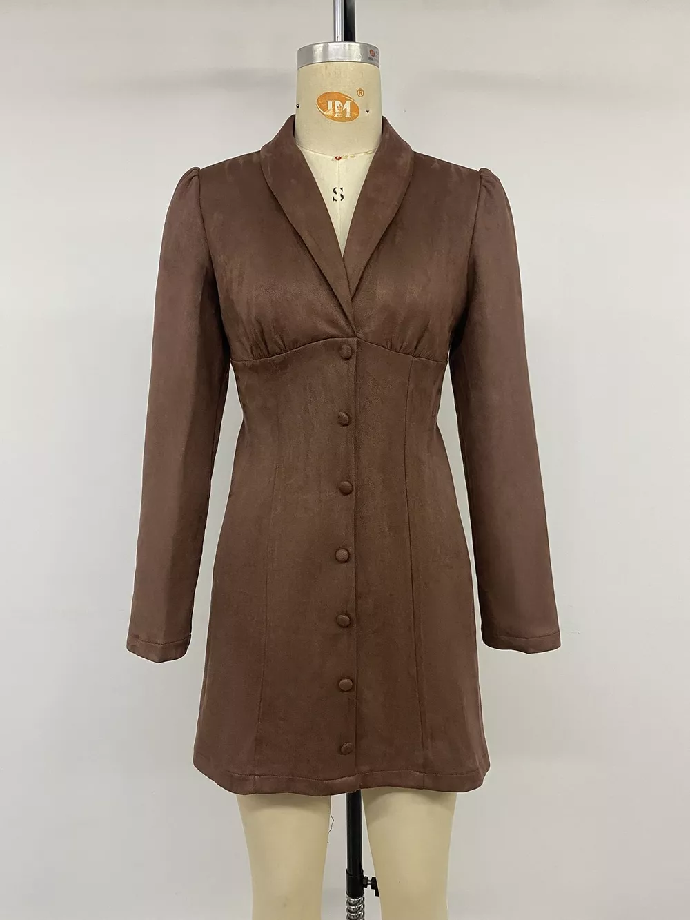 Button-Front Long Sleeve Blazer Dress, image 6