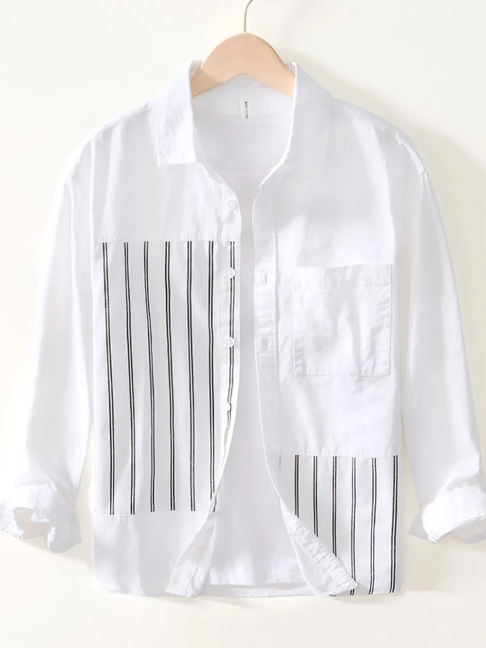 Men's Plus Size Striped Button Up Long Sleeve Shirt