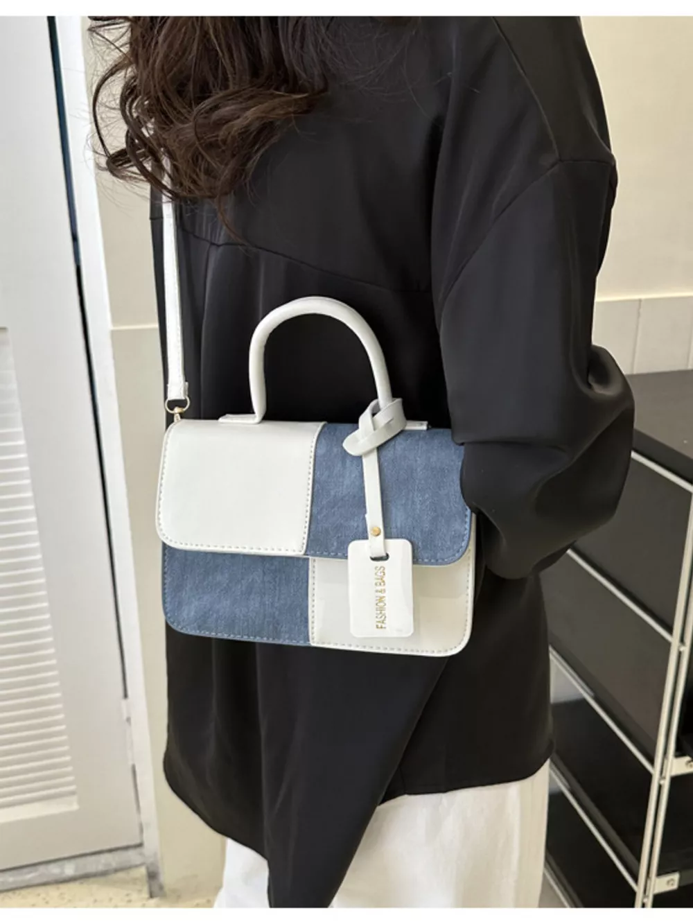Two-Tone PU Leather Crossbody Bag, image 8