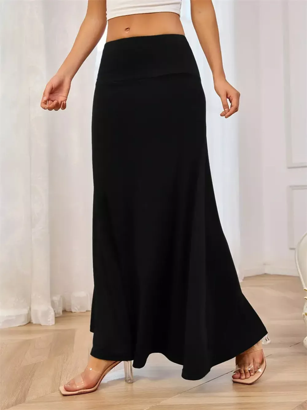 Flowy Maxi Skirt with Wide Waistband, image 4