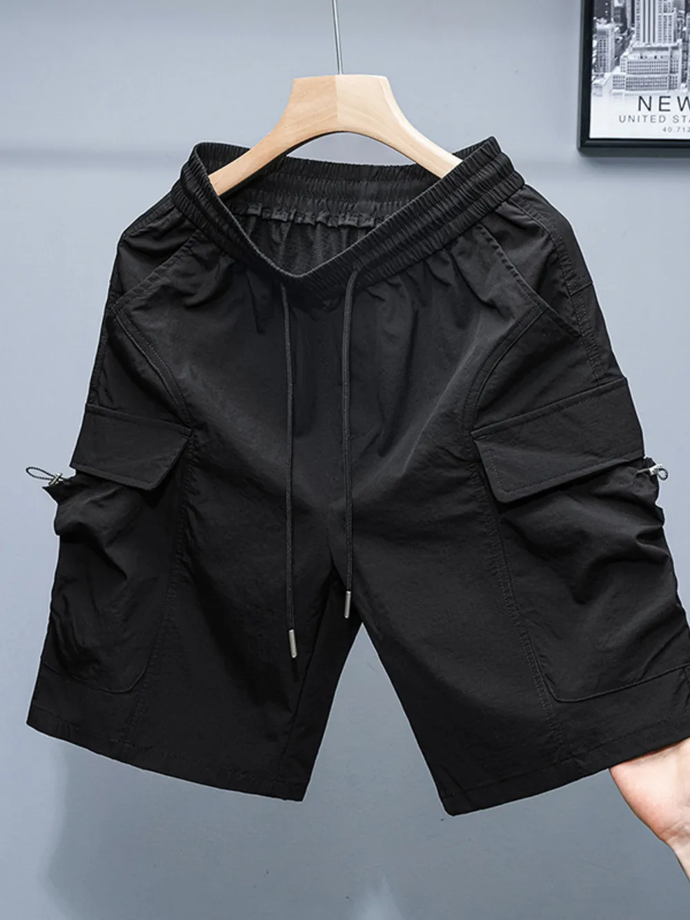 Men's Plus Size Drawstring Cargo Shorts, image 4