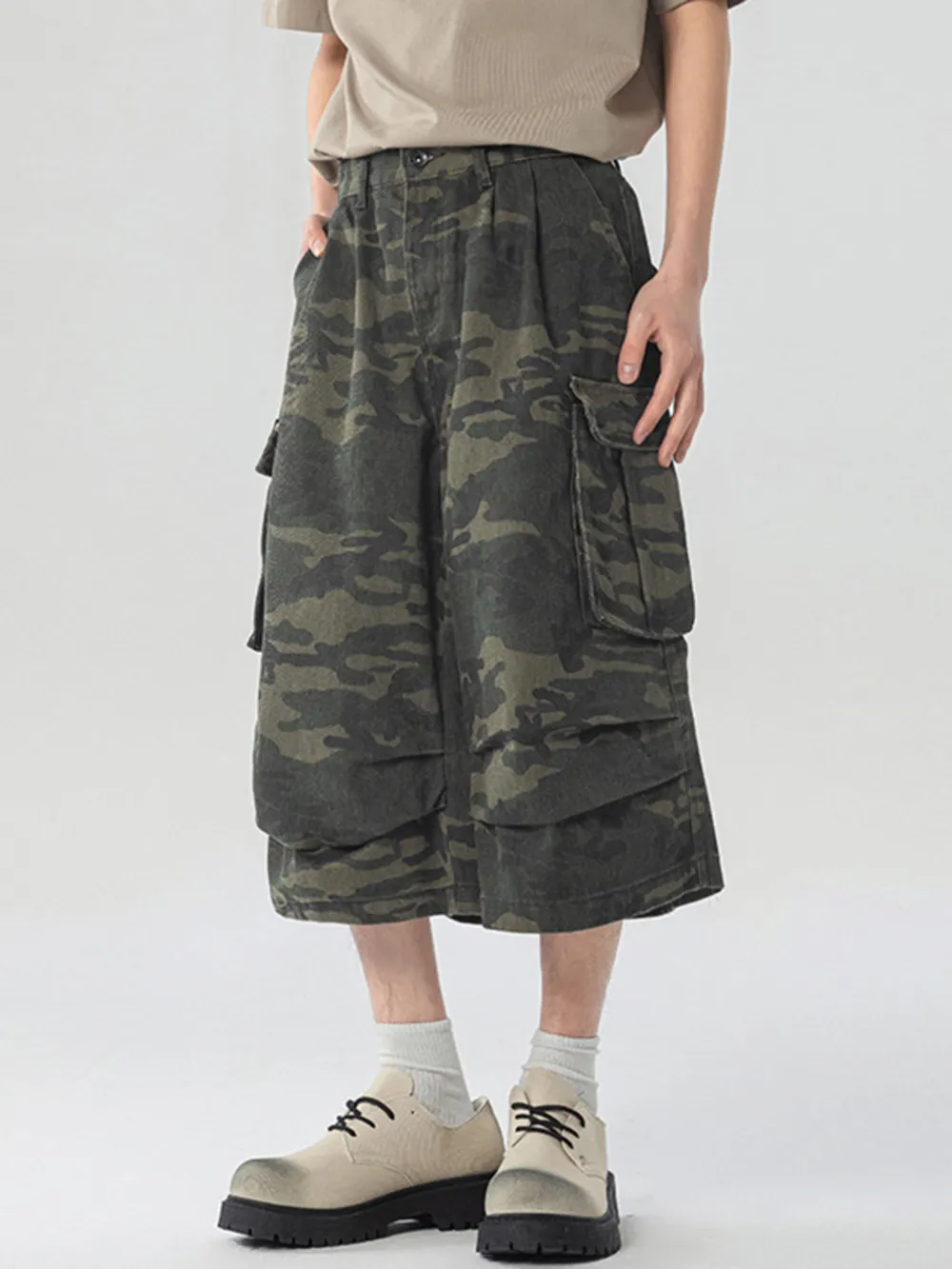 Men's Urban Camo Wide Leg Cargo Pants, image 7