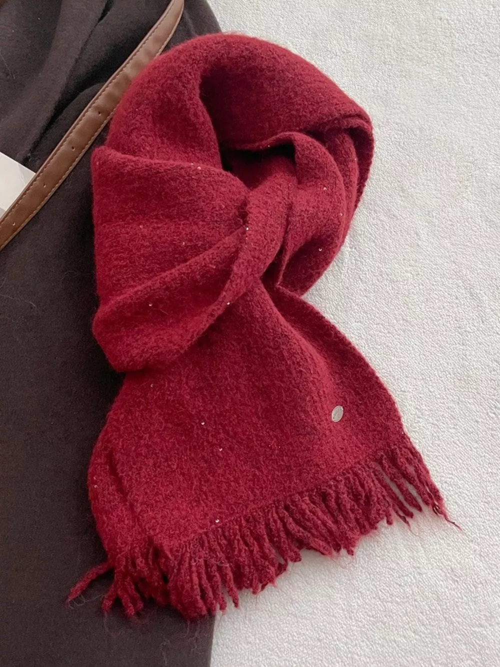 Fringe Hem Knitted Scarf, image 6