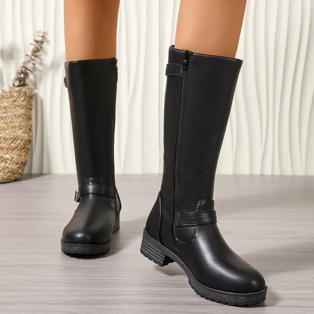 Round Toe Block Heels Boots, image 8