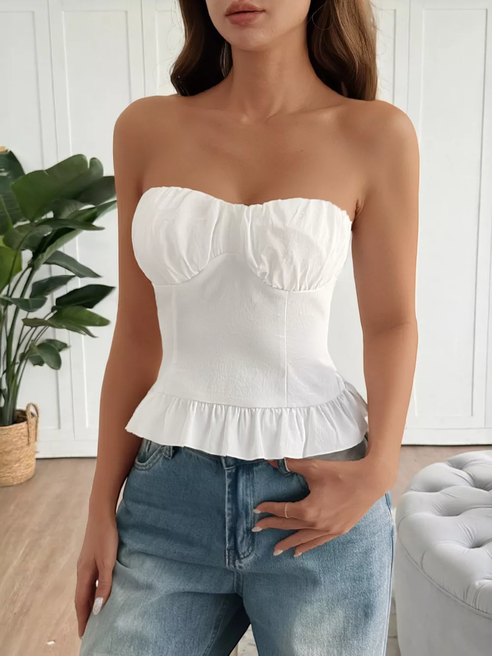 Ruffled Hem Tube Top, image 8