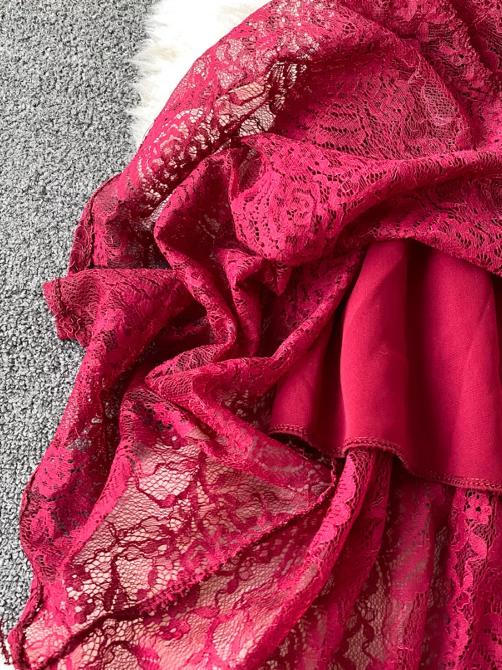 Ruffled Mock Neck Lace Maxi Dress, image 24
