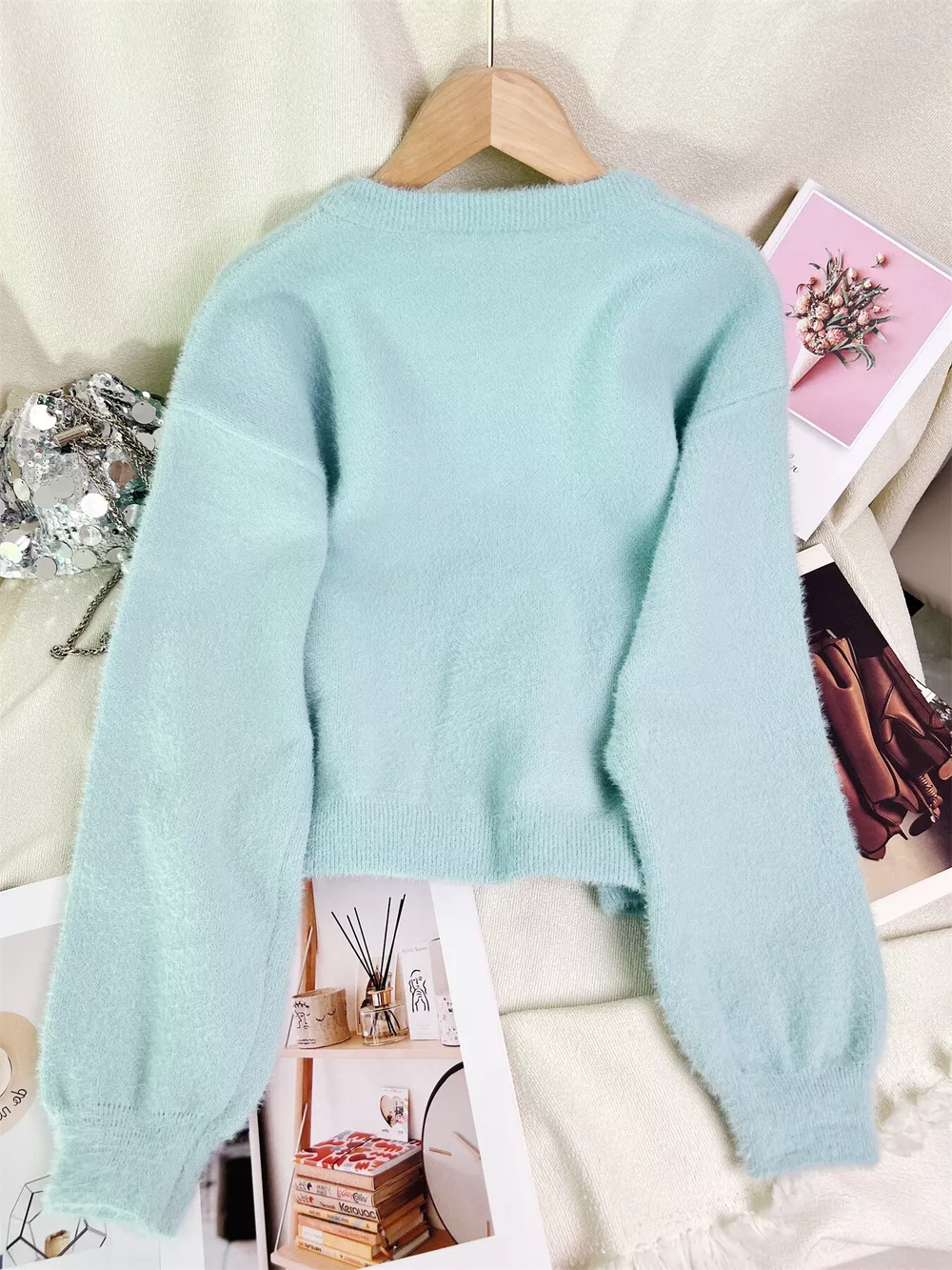 Fuzzy Knit Button Down Cardigan, image 22