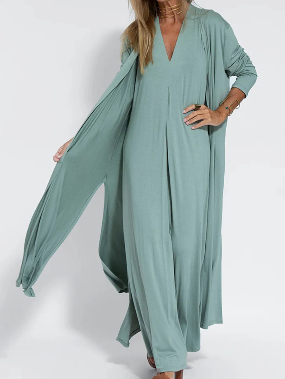 Full Size V-Neck Sleeveless Maxi Dress with Slit Plus Size, image 6