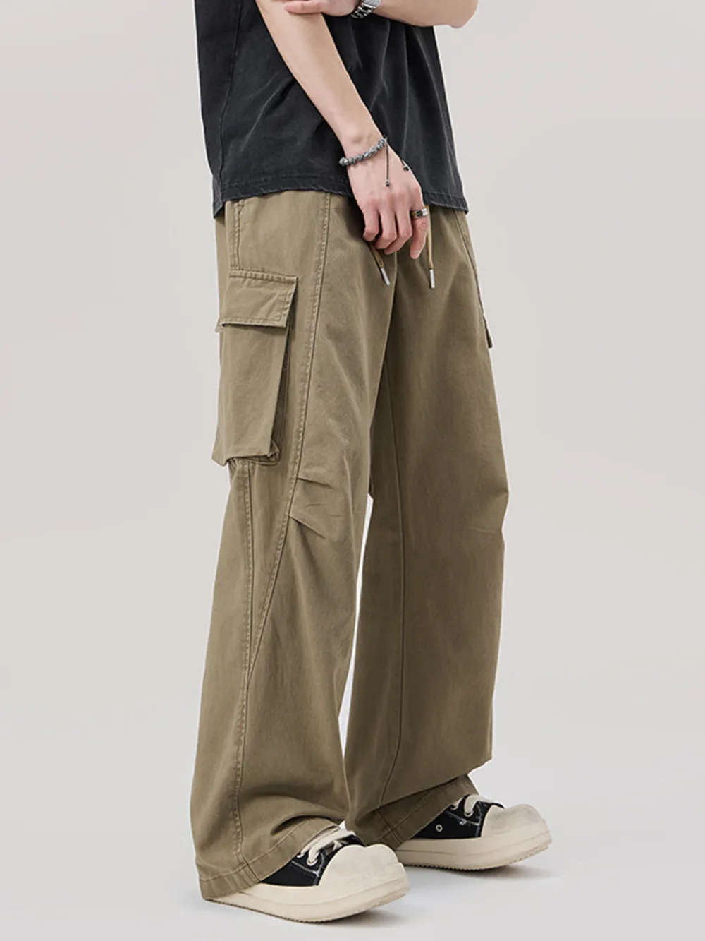 Men's Relaxed Fit Cargo Pants with Drawstring, image 3