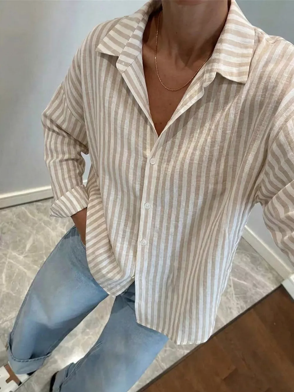 Striped Button-Down Long Sleeve Shirt, image 3