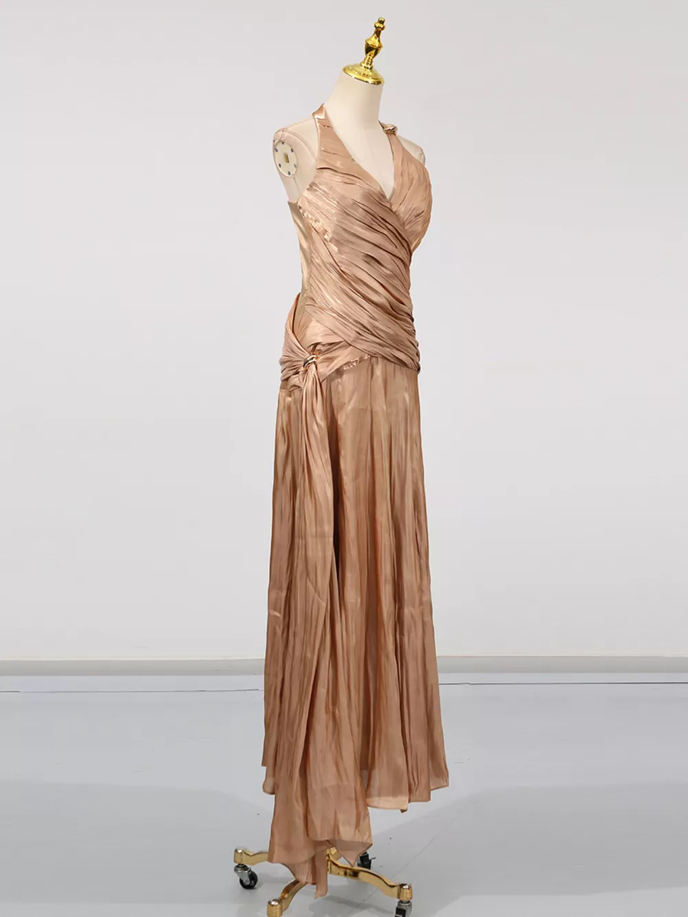 Halter Neck Ruched Maxi Dress, image 4