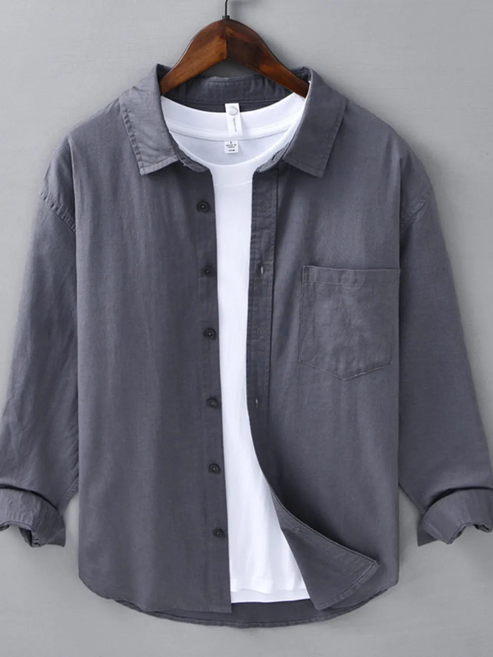 Men's Plus Size Button Up Long Sleeve Shirt, image 7