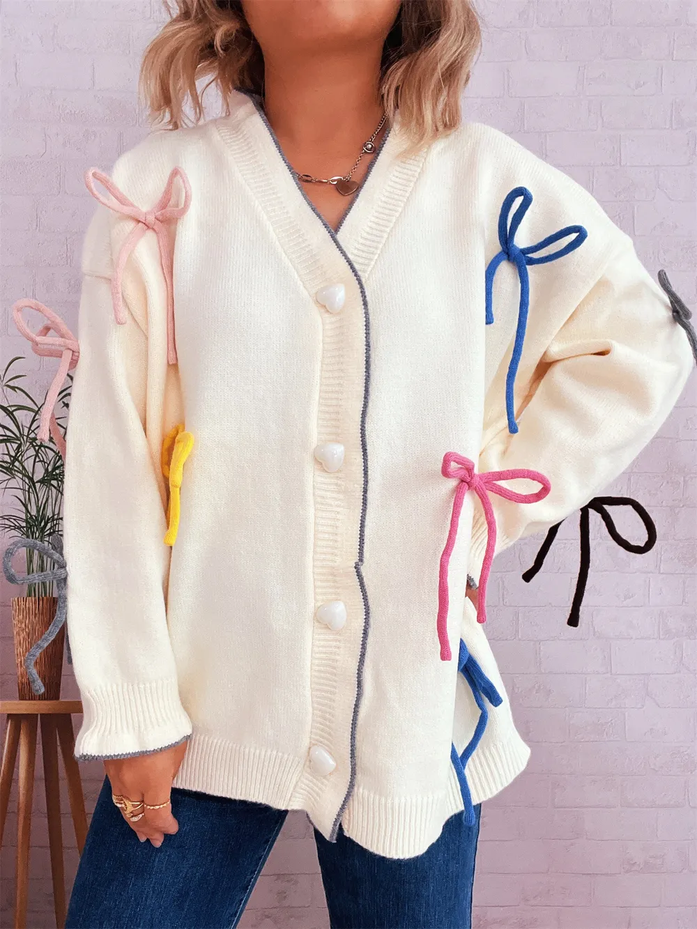 Bow Tie Button Up Cardigan, image 2