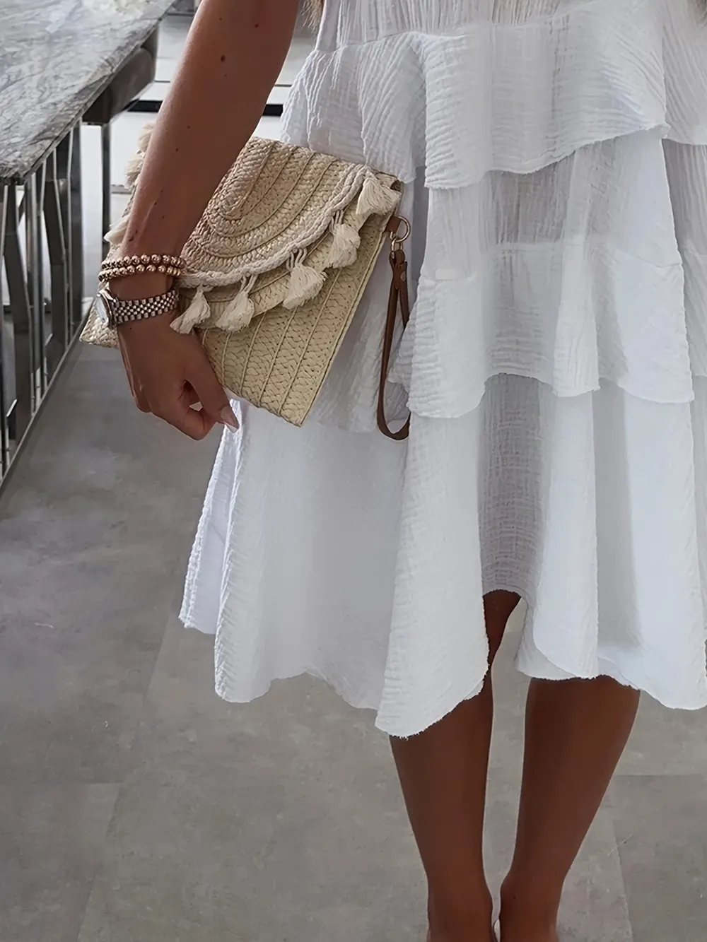 Ruffled Tie Shoulder Mini Dress, image 3