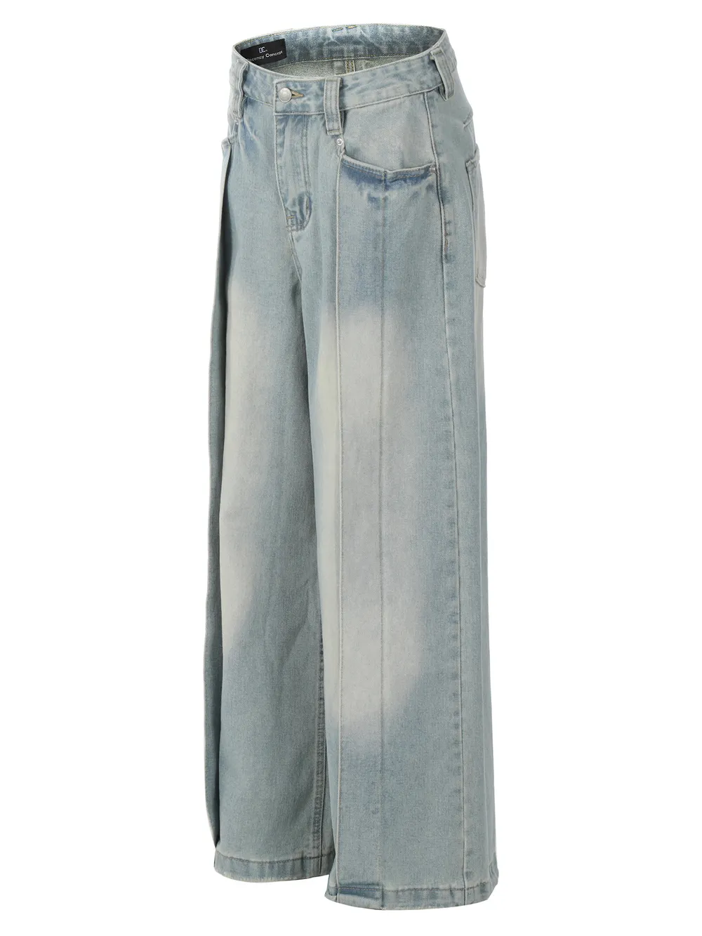 Men's Wash Pleated Wide Leg Jeans, image 2
