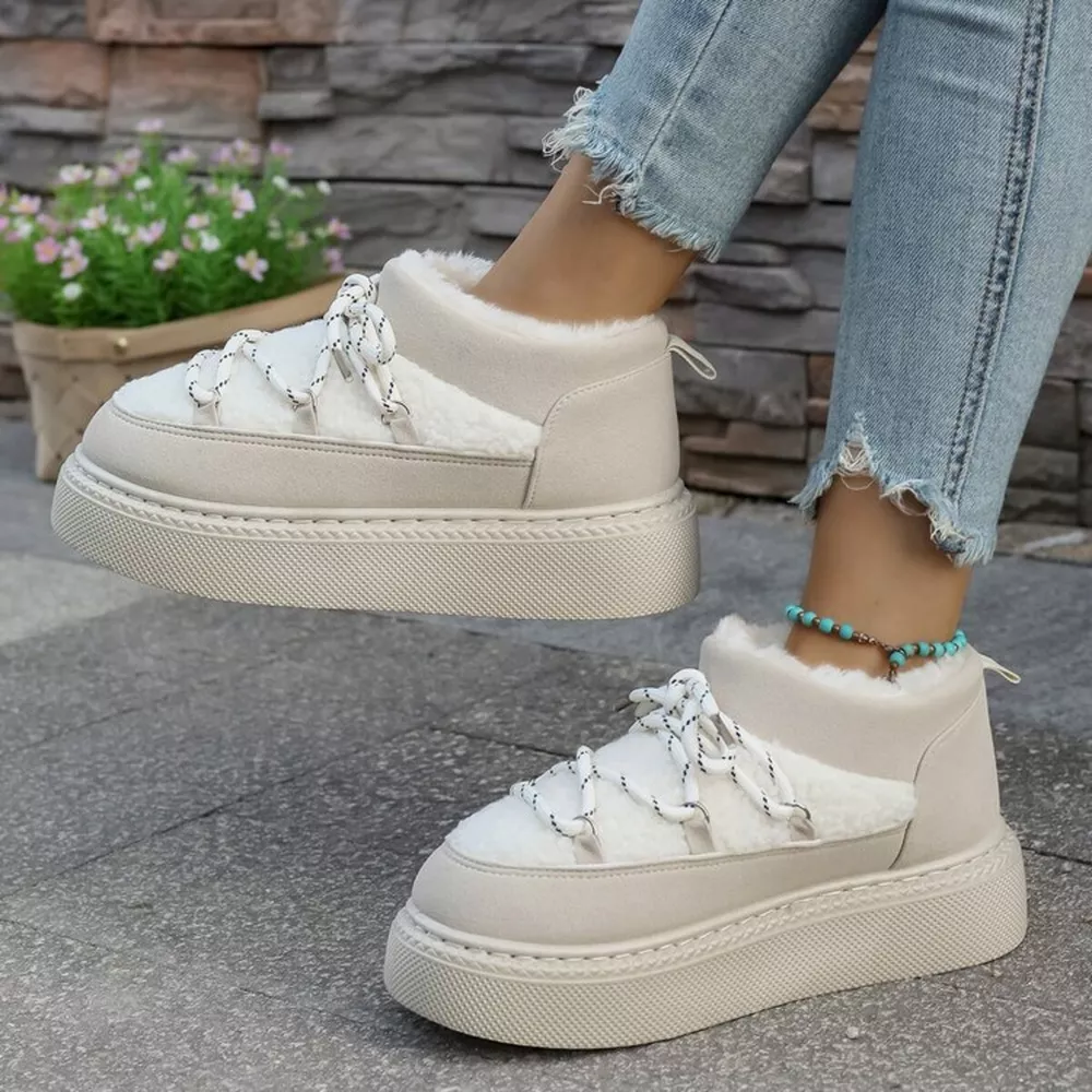 Cozy Plush Lined Lace-Up Platform Winter Boots, image 13