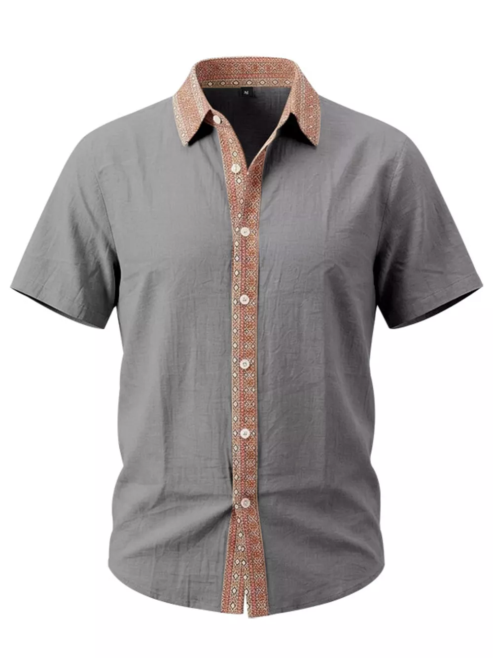 Men's Full Size Casual Short Sleeve Linen Shirt Plus Size, image 13