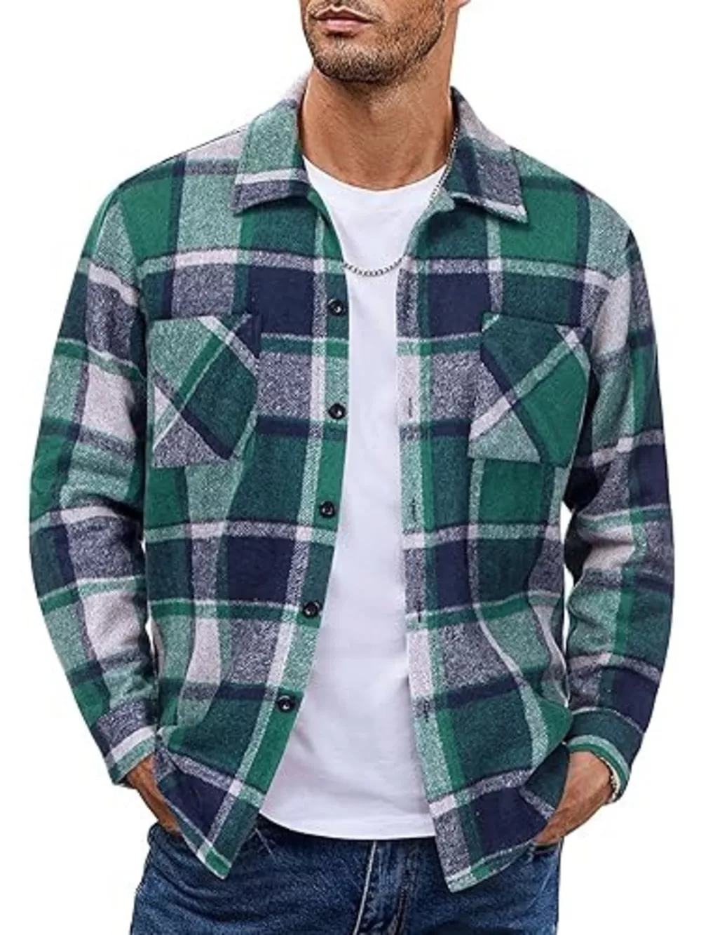 Men's Full Size Casual Plaid Button Up Shirt Plus Size, image 9