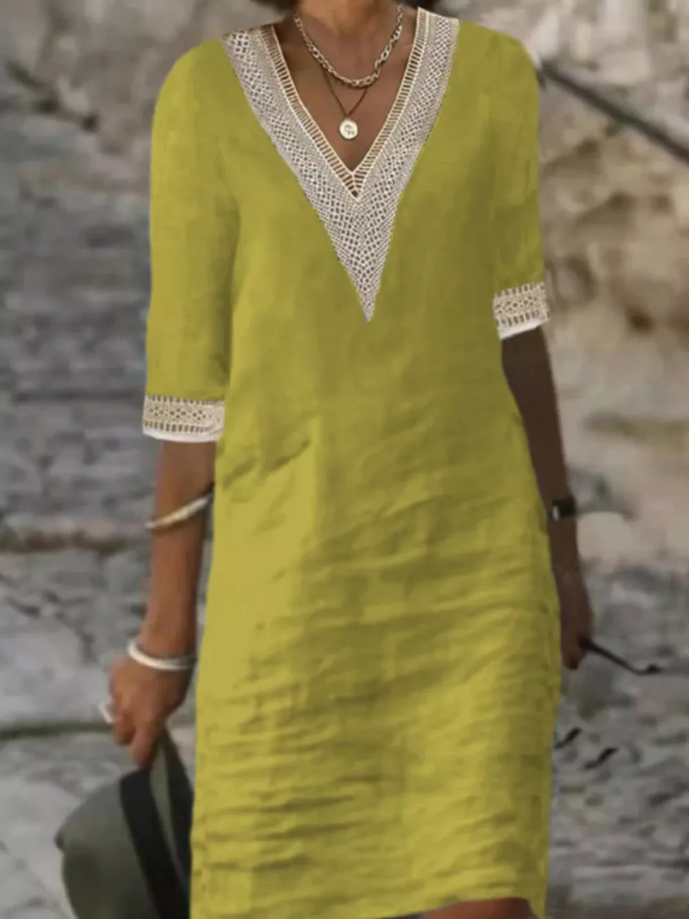 Full Size V-Neck Half Sleeve Dress Plus Size, image 3