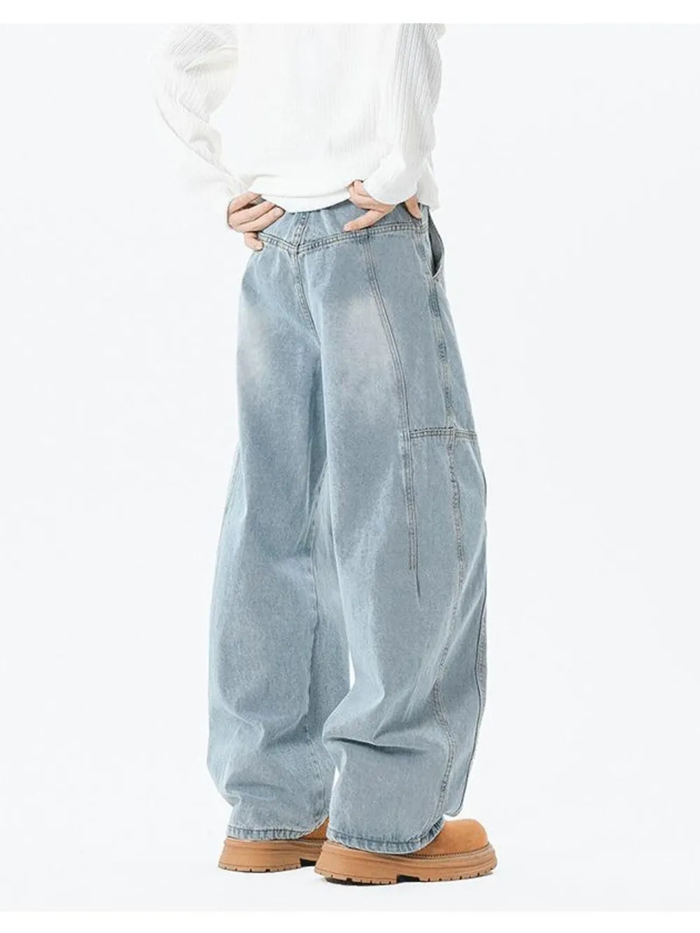 Men's Full Size Wash Wide Leg Jeans Plus Size, image 9