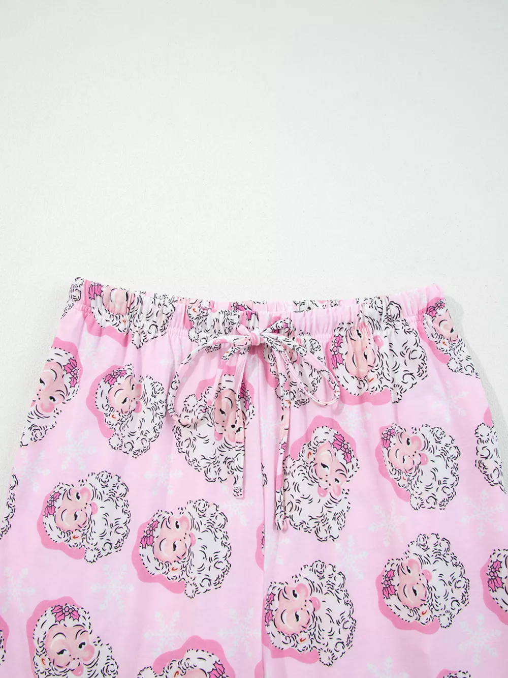 Santa Claus Print V Neck Tee Drawstring Pants 2pcs Lounge Set, image 4