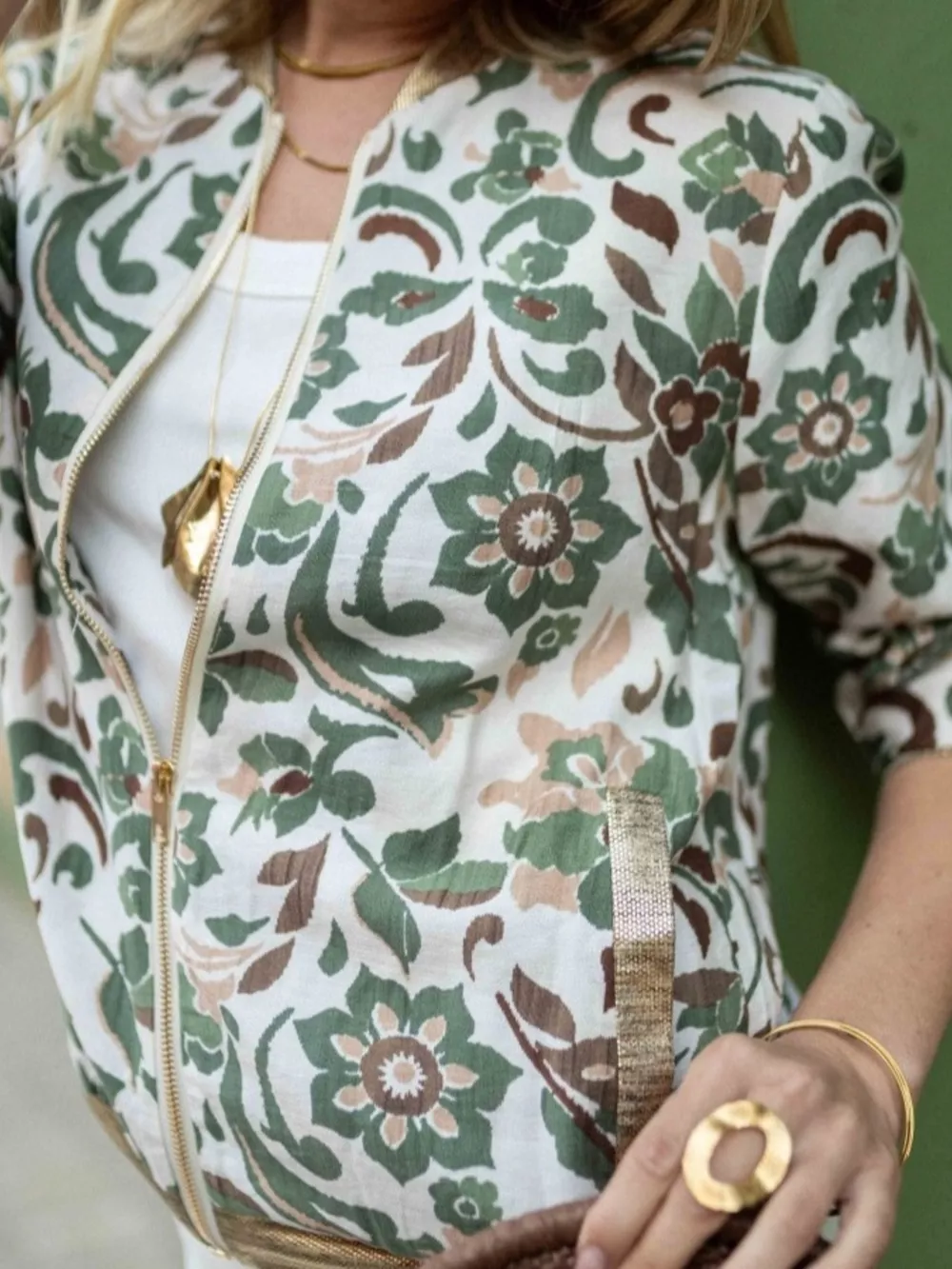 Floral Print Zip Up Jacket, image 2