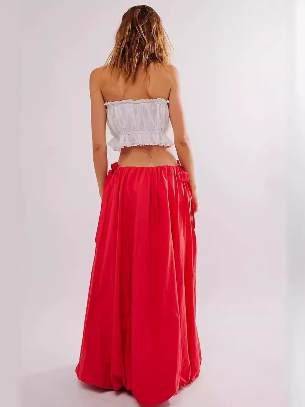 Side Bow Maxi Skirt with Pockets, image 5